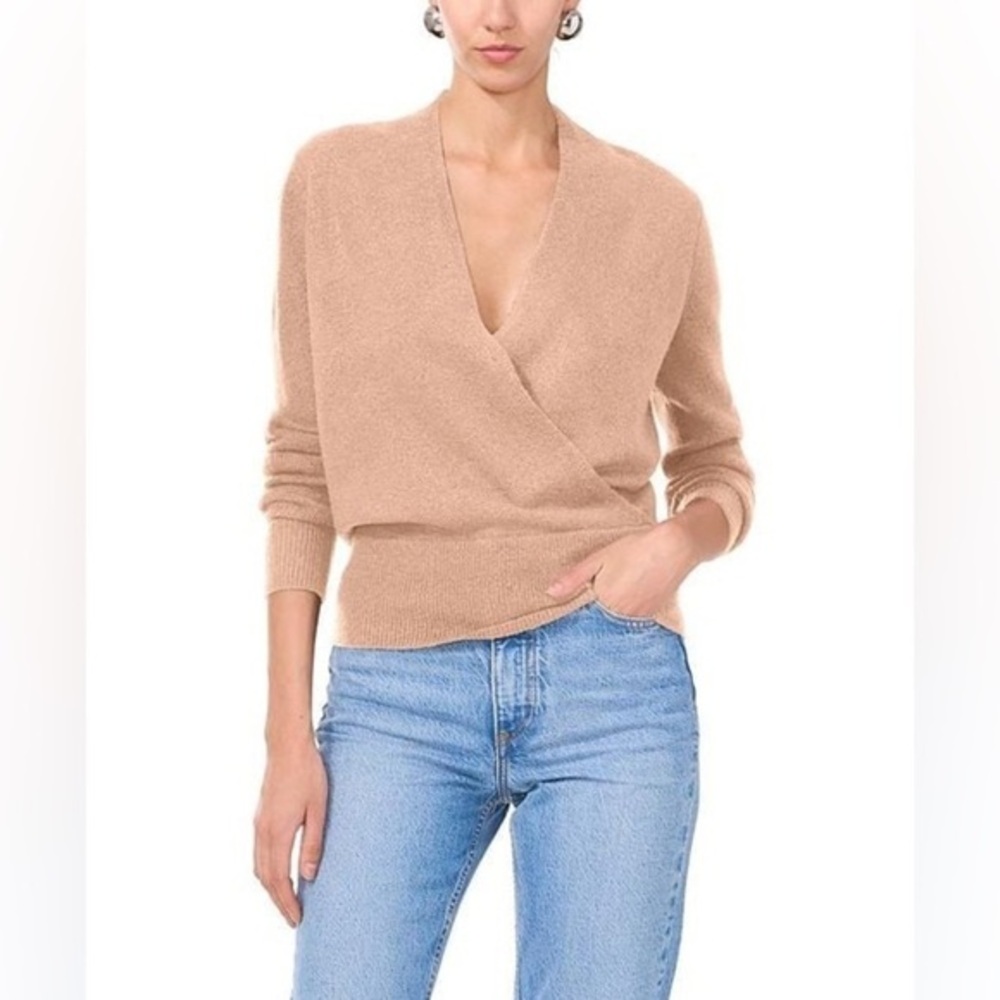 1state Beige Wrap Surplice Sweater XL
